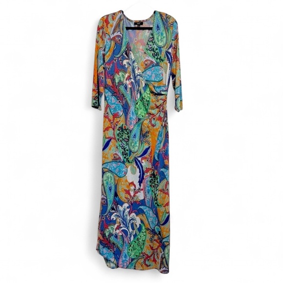MSK Long Sleeve Dress Vibrant Paisley - Picture 1 of 7